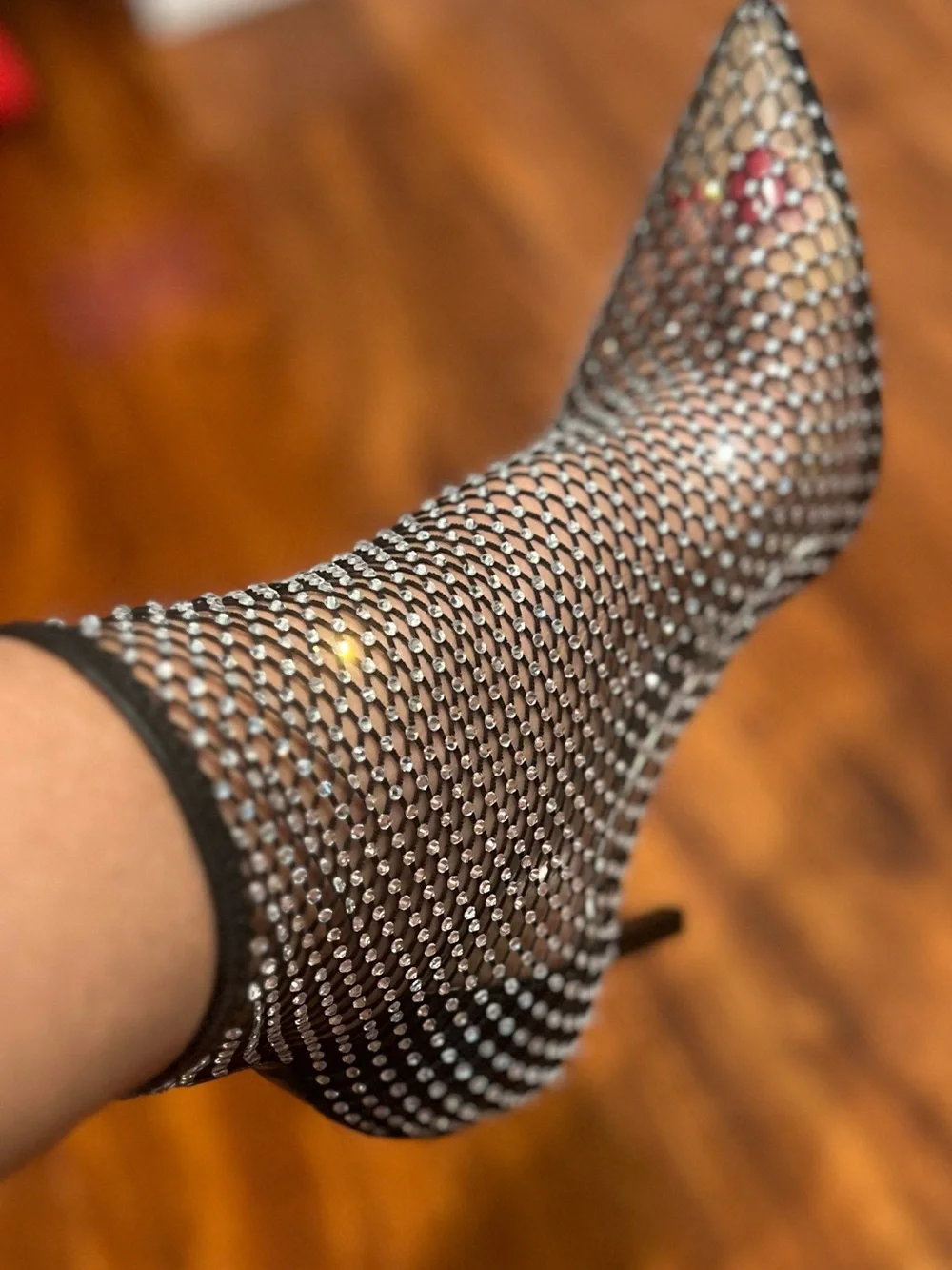 INC International Concepts Black Rhinestone Fishnet Ankle Booties NWT